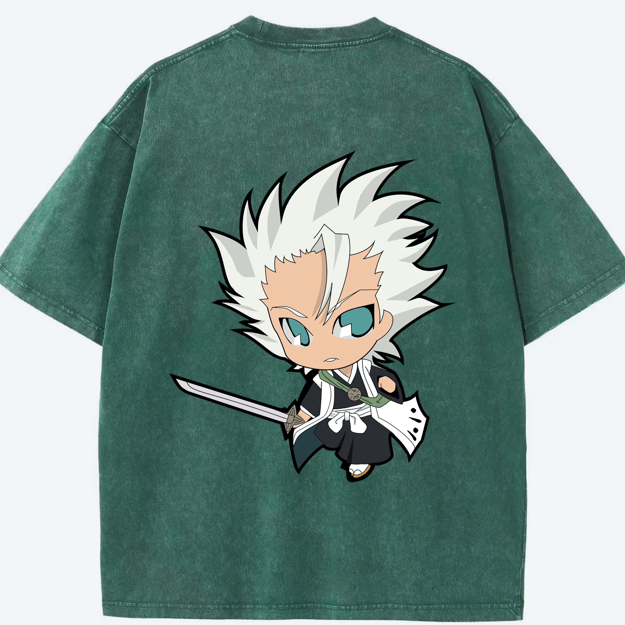 （画像用） ブリーチ 日番谷冬獅郎（ひつがや とうしろう） BLEACH Hitsugaya Toushirou 綿100% ヴィンテージ風 半袖Tシャツ（背面プリント）